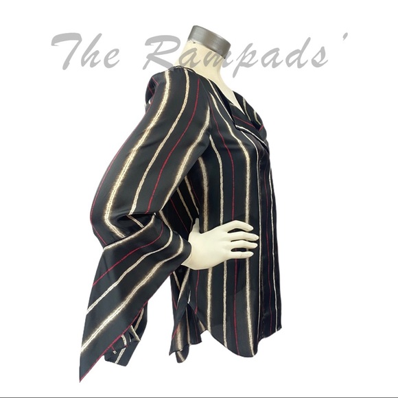 NWT H by Halston Multi Shibori Striped Long Sleeve Blouse Size Small - Picture 5 of 12